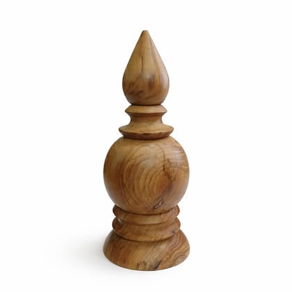 KARTHI7OCT STORE Large Wooden Temple Kalash Dome � 7 Inch Height | Solid Teak Wood Handcrafted Pooja Kalasam for Home Mandir & Gopuram Decoration | Natural Wood Temple Ornament Finial