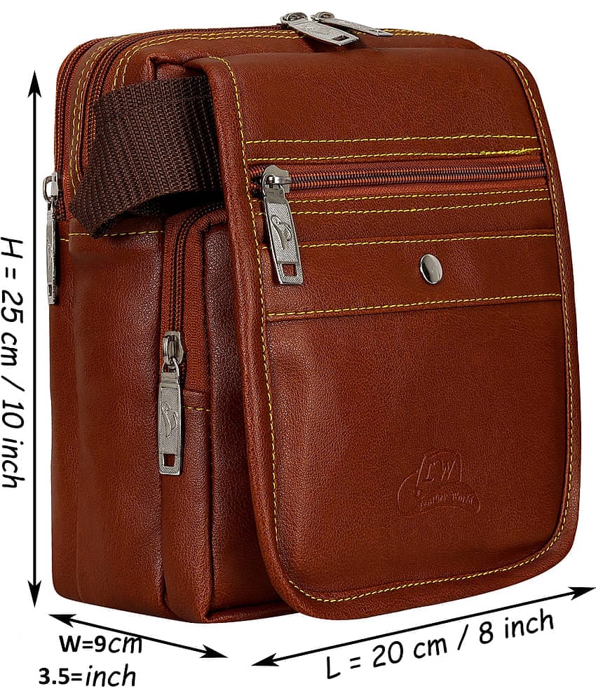 Leather World - Brown Solid Messenger Bag