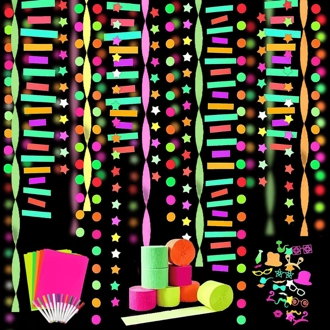 UV Glow Stripe Garland - Glow In The Dark - Over 5