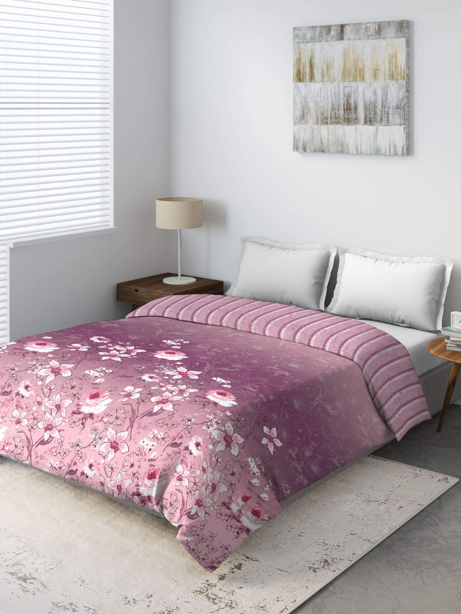 DDECOR - Ultima Collection 100% Cotton Floral Pattern 136TC King Quilt |229 CM X 274 CM| - Wine