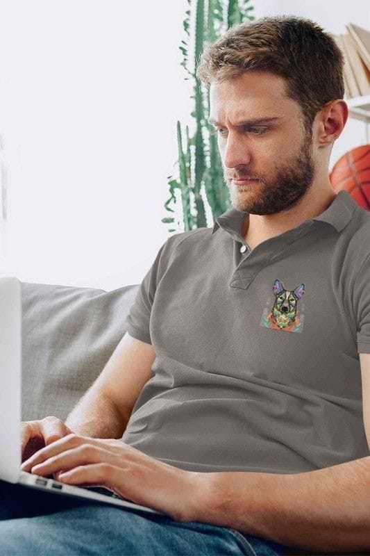 Polo Neck T-Shirt (Men) - Happy Corgi (11 Colours)