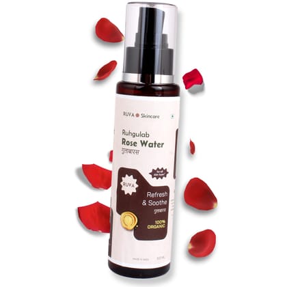 RUVA Hydrating Ayurvedic Facial Rose Mist with Organic Damask Rose | Instant Freshness, Dewy Glow, Ritual Skincare | Natural Toner | For All Skin Types - Men & Women | 100ml RUVA Hydrating Ayurvedic Facial Rose Mist with Organic Damask Rose | Instant Freshness, Dewy Glow, Ritual Skincare | Natural Toner | For All Skin Types - Men & Women | 100ml