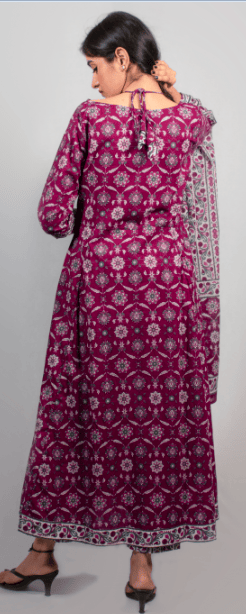 Rekha fashion_Cotton trendy magenta kurti set with dupatta