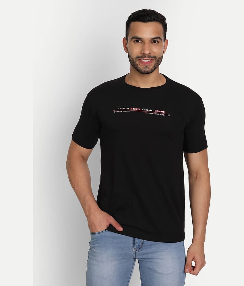 Zeffit Pack of 1 Cotton Blend Regular Fit Men's T-Shirt ( Black )