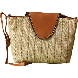 Womens Teal Textured Sling Bag with Tan Flap Womens Teal Textured Sling Bag with Tan Flap