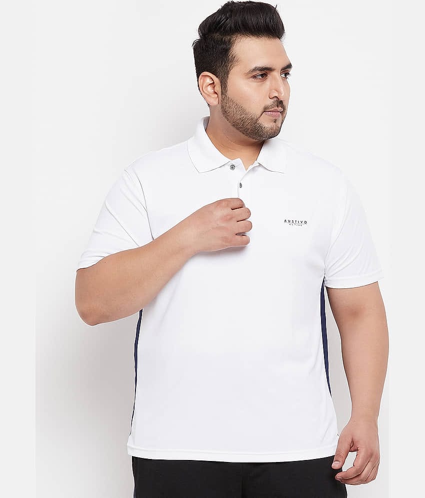 AUSTIVO - Polyester Slim Fit White Men's Sports T-Shirt ( Pack of 1 )