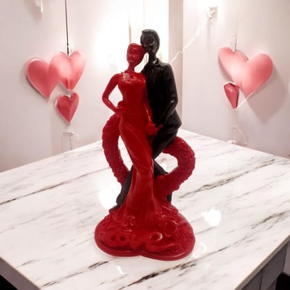 AMS Romantic Couple with Heart Statue � Red & Black Figurine | Elegant Home Decor & Gift for Girlfriend, Boyfriend,| Proposal, Wedding, Anniversary & Valentine�s Day Showpiece � 12 cm