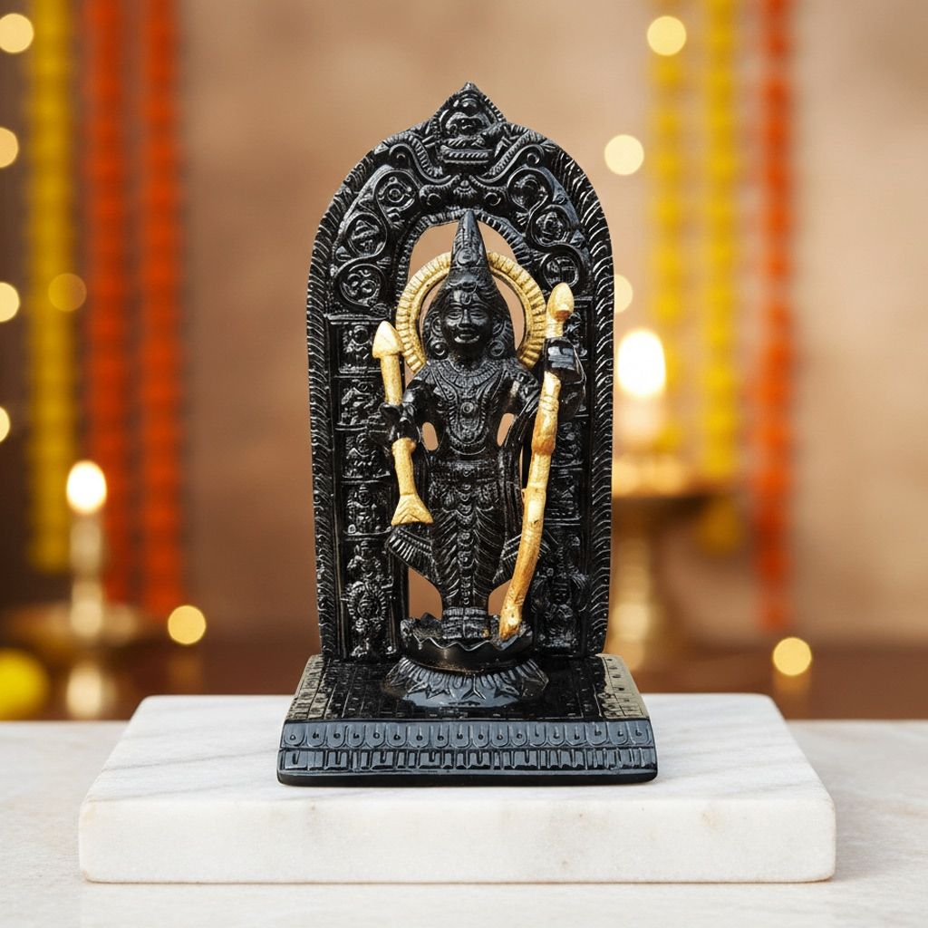 Aluminium Ram Lala Statue � Ayodhya Shri Ram Mandir Inspired God Idol, Height : 9 Inch (ASMAS472 B)