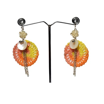Crochet Dangler Earrings | Orange