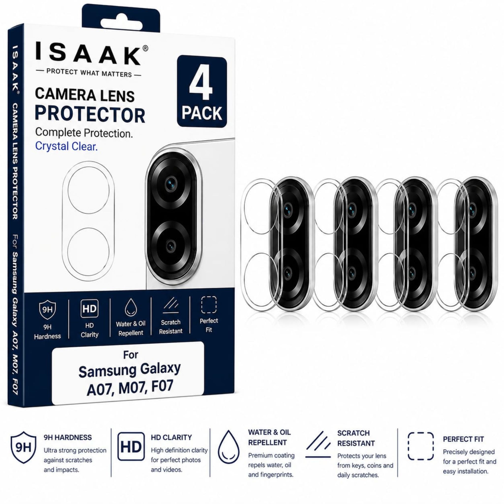 ISAAK Back Camera Lens Protector compatible for Samsung Galaxy A07/ Samsung Galaxy F07/ Samsung Galaxy M07 (Pack of 4)