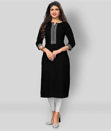 Vbuyz - Black Cotton Women's Straight Kurti ( Pack of 1 )