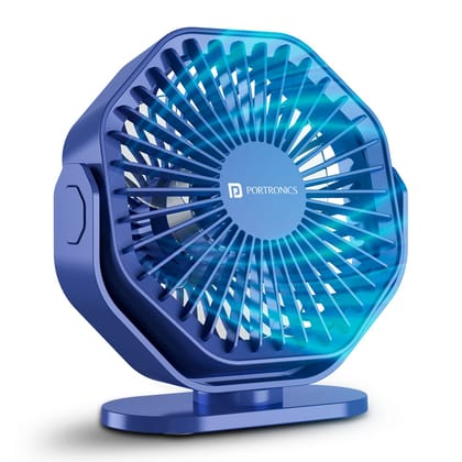 Portronics Chill On Type-C Powered Desktop Fan, 3 Speed modes, Upto 5000 RPM, 3.25 Inches Blade Size - Blue