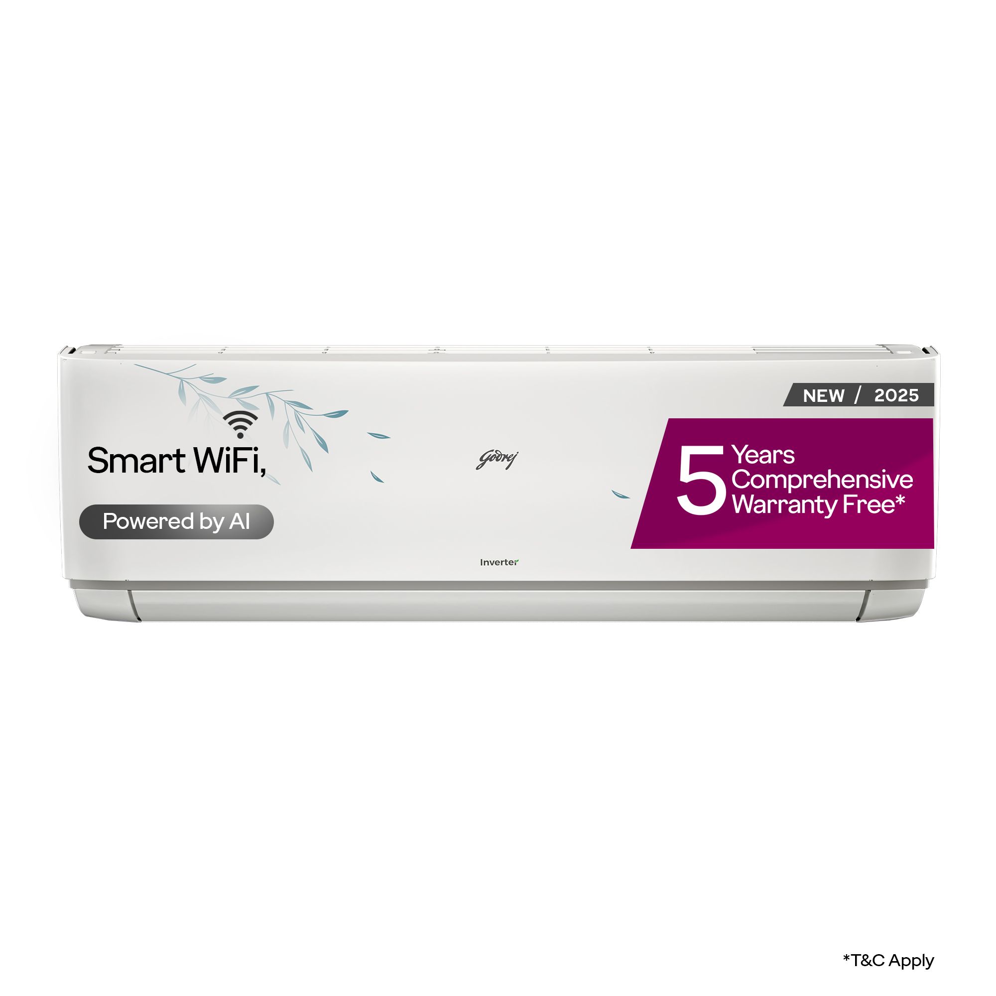 Godrej 1.5 Ton 3 Star, Wi-Fi, 5 Years comprehensive Warranty, 5-In-1 Convertible Cooling Inverter Split AC (Copper, 2025 Model, Heavy duty cooling at 52 °C, AC 1.5T EI 18A3T PYA IVBL IOT, White)