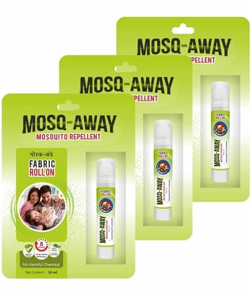 Leeford Mosq-Away Mosquito Repellent - Fabric Roll-On, Safe for Kids (Pack of 3, 10ml Each)