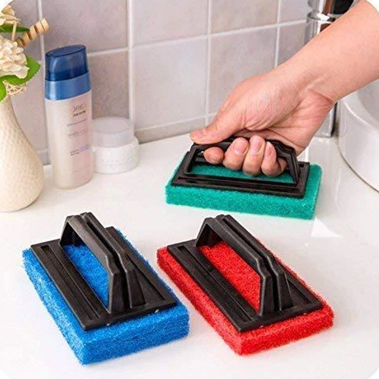 Handle Scrubber Brush widely used by all types of peoples for washing utensils and stuffs in all kinds of bathroom and kitchen places etc.