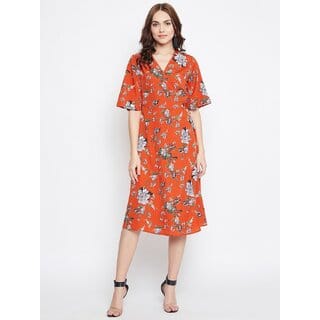 Purys Women Orange Wrap Dress