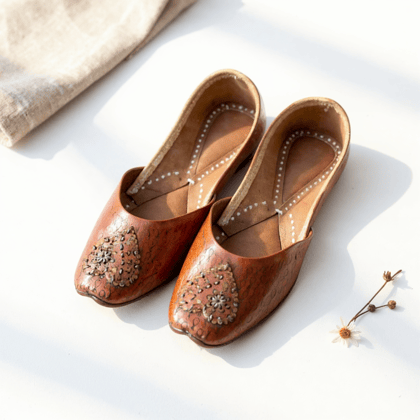 Pure Leather Jutti for Girls | 23-26 CM | Brown Pure Leather Jutti for Girls | 23-26 CM | Brown