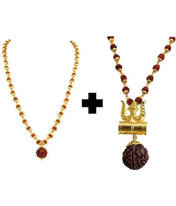 Rudraksha Mala with Rudraksha Pendant - Gold Plated (Pack of 1)