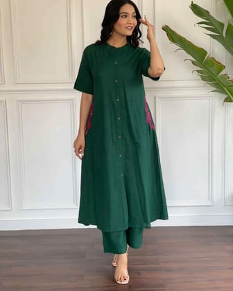 Chandra Fab Women Cotton Blend Kurti Palazzo Set