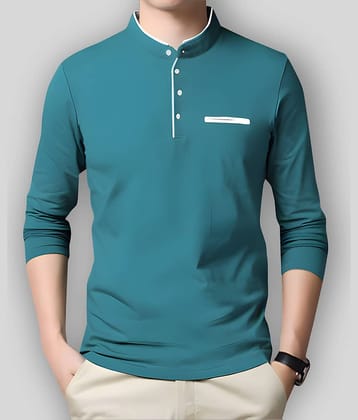 GESPO Pack of 1 Cotton Blend Regular Fit Men's T-Shirt ( Teal Blue )