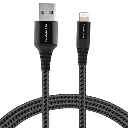 PLUGTECH 3A Fast Charging USB to 8 Pin Braided Cable (1M) - Compatible with iPhone 14/13/12/11/X & se series, iPad, iPod - Durable, Reliable & 480Mbps Data Transfer