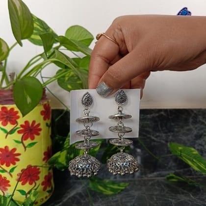 3 Layer Silver Jhumka 1 Pair