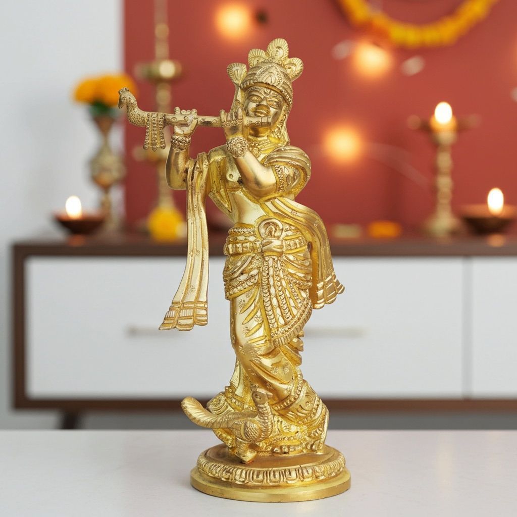 Brass Showpiece Krishna Super Fine Statue (BSMAS017)