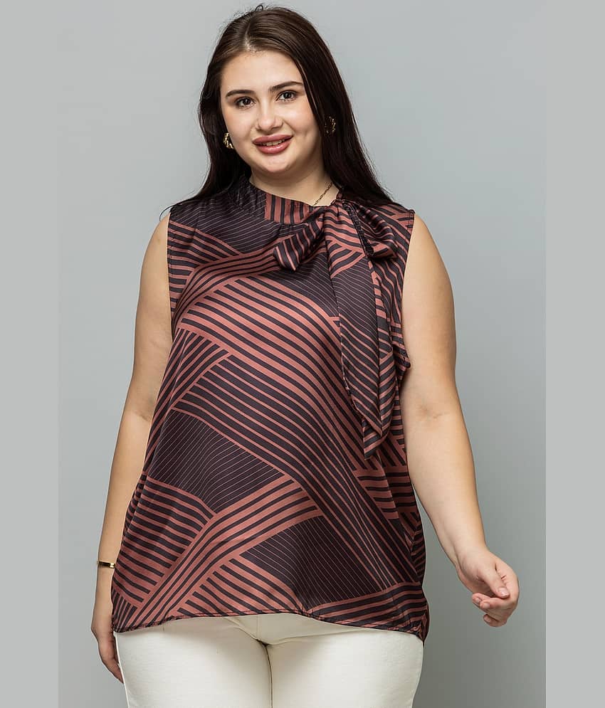 Purys Women's Satin Regular Top ( Brown )
