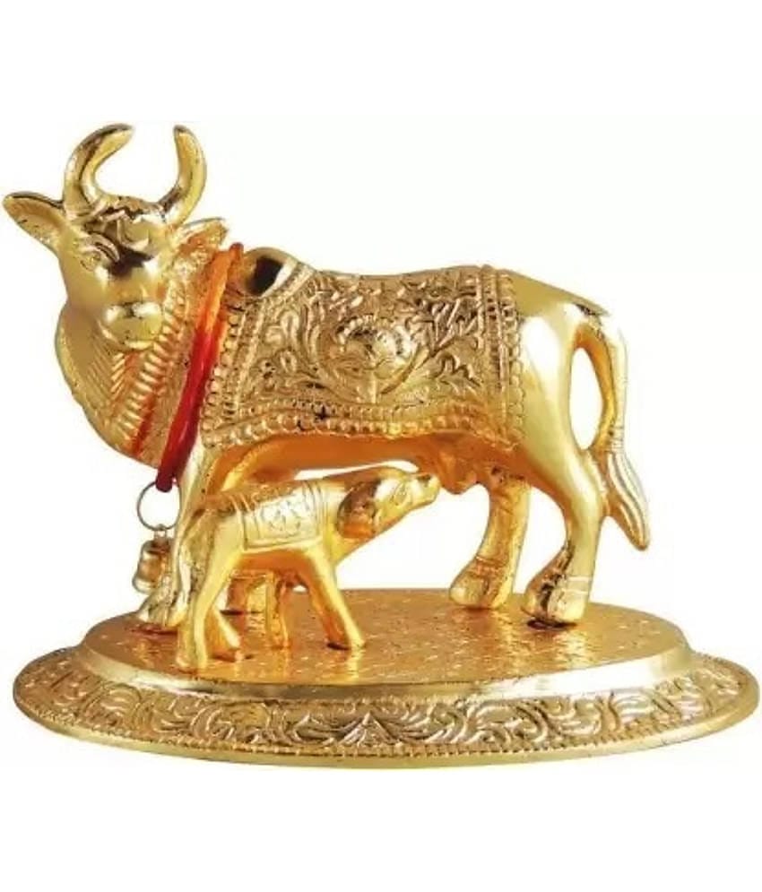 Shri Astha Vinaya Aluminium Cow and Calf Idol ( 14.5 cm )