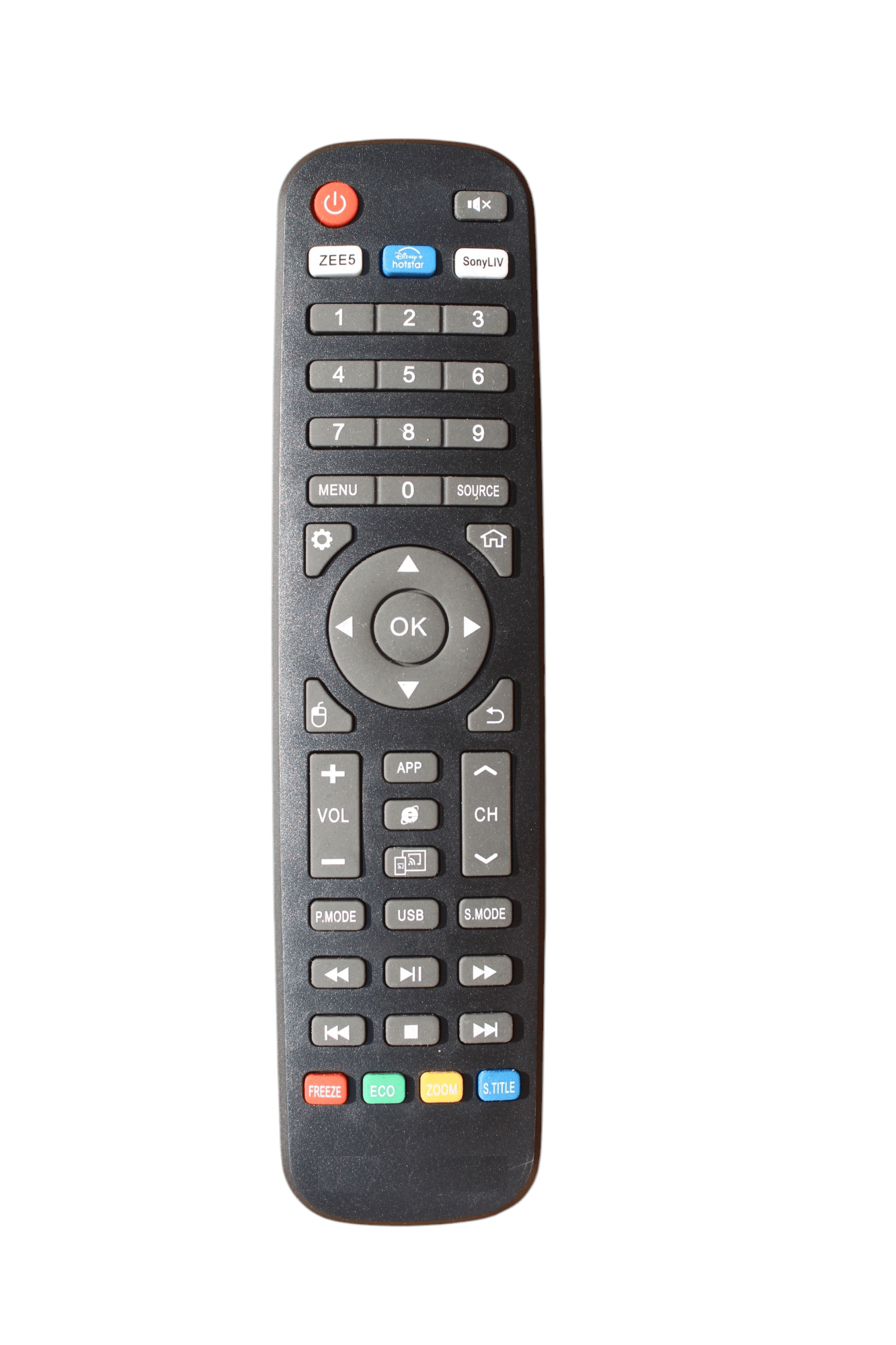 V3Deals Compatible Hyundai/Sansui Smart Tv (Without Voice Function) Black - with Zee5, Hotstar, SonyLiv Hotkeys (Exactly Same Remote Will Work Only) - Please Match The Image with Your Old Remote (Hyundai)