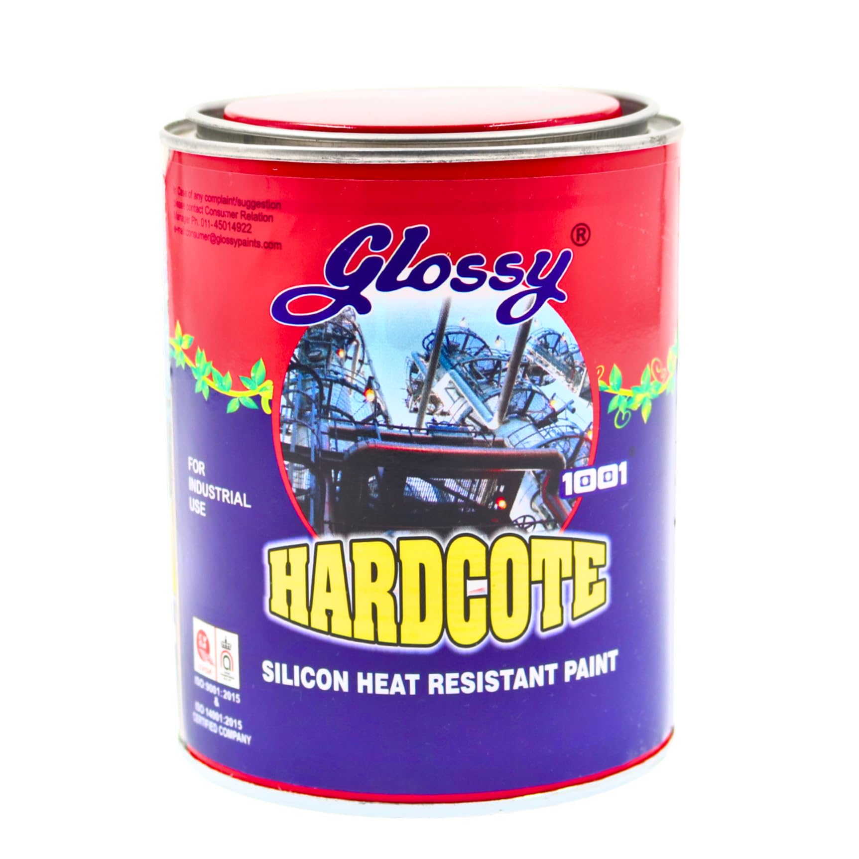 1001 Hardcote Heat Resistant Aluminium Paint upto 600 C - For Protection of high-temperature boilers, heat exchangers, refineries, equipment in power plants Etc. (1 Litre)