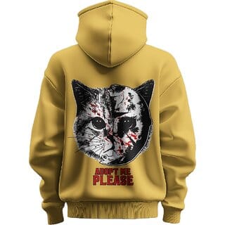 BULL CLOTHING Adopt Me, Please Mustard Hoodie - Featuring a Bold Cat Design with Ultimate Softness and Comfort (S)
