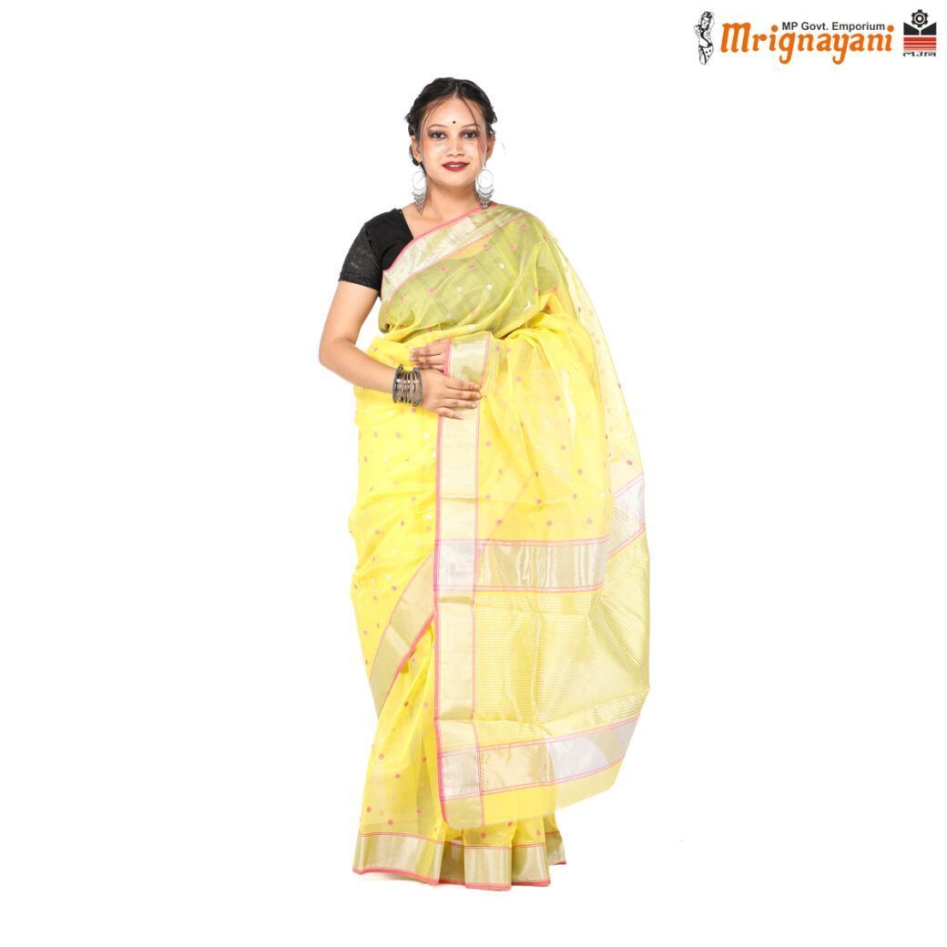 HANDLOOM CHANDERI SILK SAREE WITH BLOUSE (SKU - 1SC109310522, SAREE-1101)