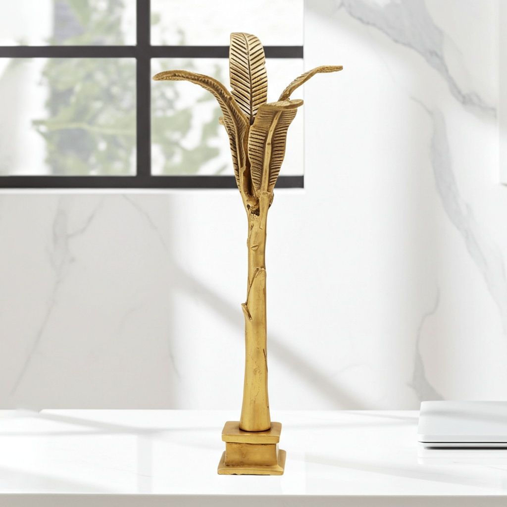 Brass Banana Tree Table Decor Showpiece - Ethnic Home Decoration, Height : 11.5 Inch (BSMAS1344 A)