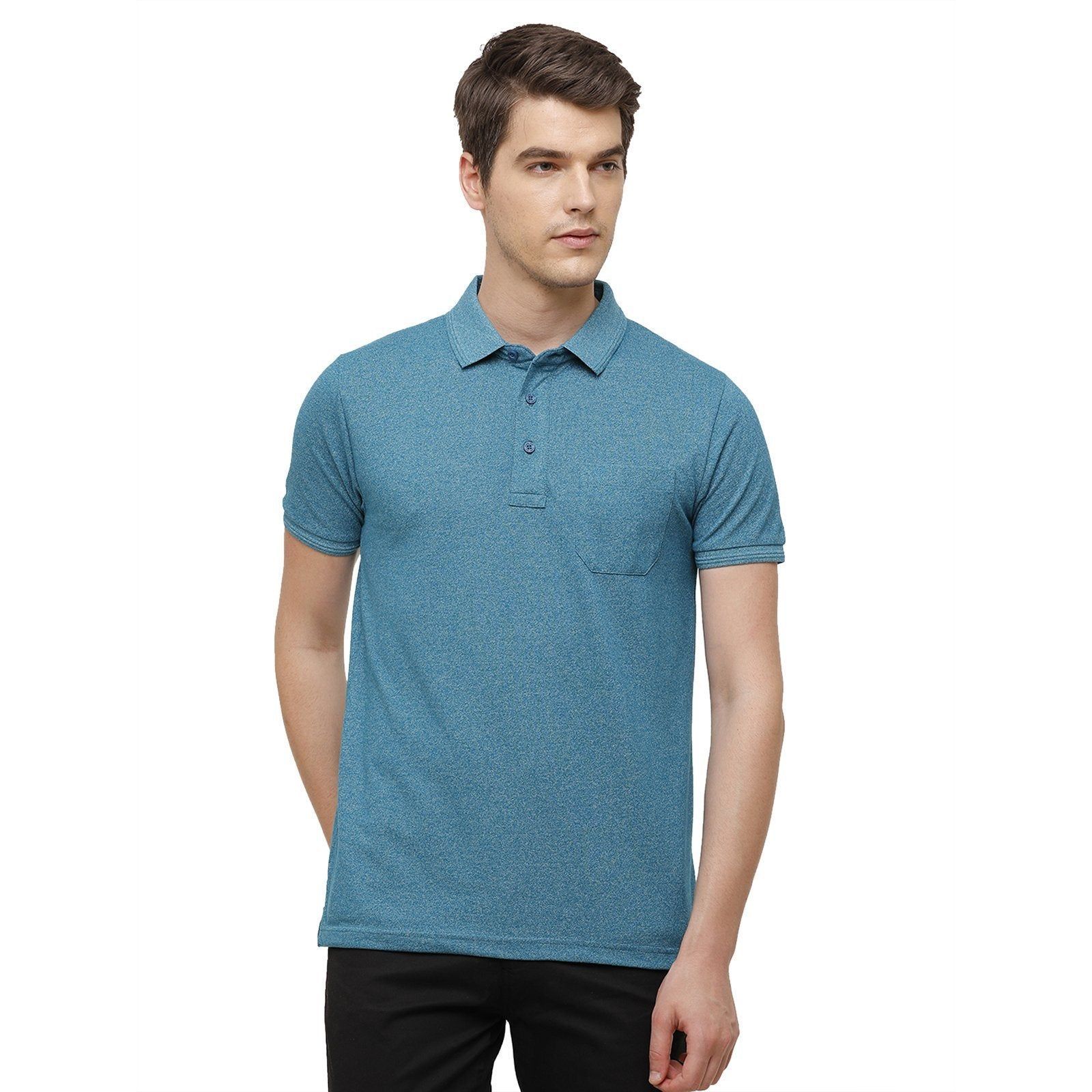 Classic Polo Men's Ocean Blue Trendy Grindle Polo Half Sleeve Slim Fit T-Shirt | Proten - Ocean Depths