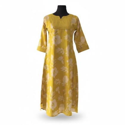 Women's Yellow Floral Printed Kurti