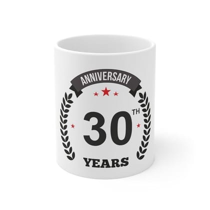 DARSHANS Ceramic 30th Anniversary Printed Coffee Mug (Color: White, Capacity:330ml)