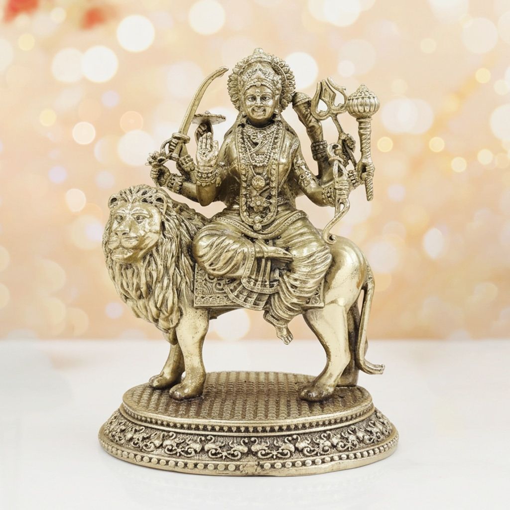 Pure Brass Durga Murti for Home Temple, Height : 6 Inch (BSMAS1844 C)