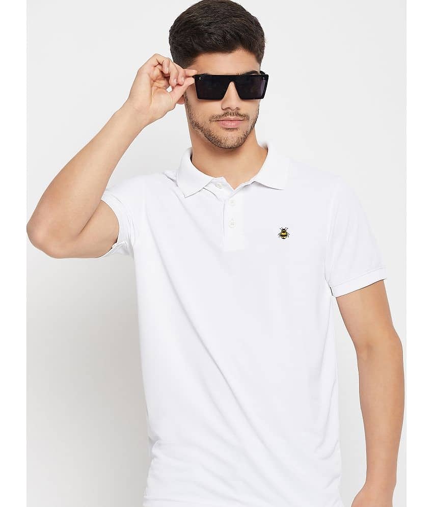 Auxamis Pack of 1 Cotton Blend Regular Fit Solid Half Sleeves Men's Polo T Shirt ( White )