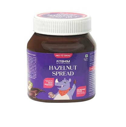Pro To Grow FitBhim Hazelnut Spread 300g | Enriched with Bhim Banana, Hazelnut & Cocoa | Sweetened with Jaggery & Dates | No Refined Sugar, No Palm Oil & Preservatives Pro To Grow FitBhim Hazelnut Spread 300g | Enriched with Bhim Banana, Hazelnut & Cocoa | Sweetened with Jaggery & Dates | No Refined Sugar, No Palm Oil & Preservatives