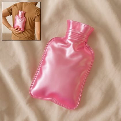 Simple Pink small Hot Water Bag with Cover for Pain Relief, Neck, Shoulder Pain and Hand, Feet Warmer, Menstrual Cramps.