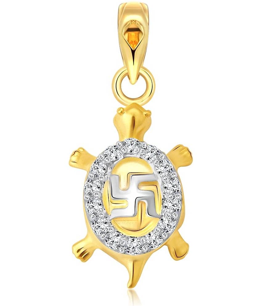 Vighnaharta Swastik Kachva CZ Gold and Rhodium Plated Pendant