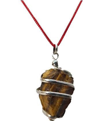 Tiger Eye Raw Rough Stone Wire Wrapped Pendant Tiger's Eye Handmade Locket Agate Stone Pendant