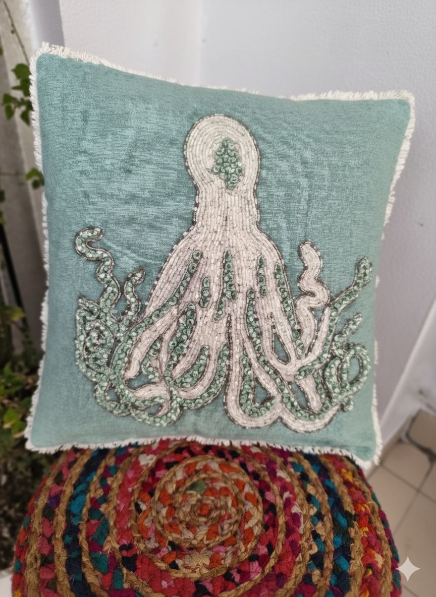 Nature Craaft Decorative Hand Embroidered Cotton Cushion Cover