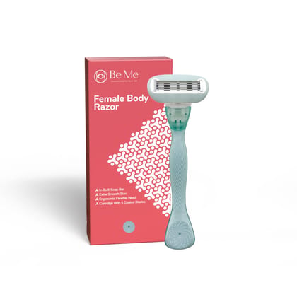 Be Me Reusable Female Body Razor | Ergonomic Grip Handle for Easy Reach | 5-Coated Blades | In-Built Soap Bar & Flexible Head| Smooth & Quick Body Hair Removal for Women Be Me Reusable Female Body Razor | Ergonomic Grip Handle for Easy Reach | 5-Coated Blades | In-Built Soap Bar & Flexible Head| Smooth & Quick Body Hair Removal for Women