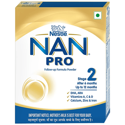 Nestle Nan Pro 2 Follow-Up Formula Powder - After 6 Months, Up To 12 Months, Stage 2, 400 G Bag-In-Box