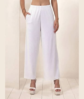 LYRA Women Cotton Blend Solid Palazzos ( White )