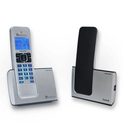 Beetel X75 2.4Ghzexpandable Cordless Landline Phone,Dual Mode DTMF/FSK,1 Line 7 Segment LCD Display & Blue LED Backlit,Illuminated Keypad,2 Way Speaker Phone,6 Step Ringer Volume Control (Silver)(X75)