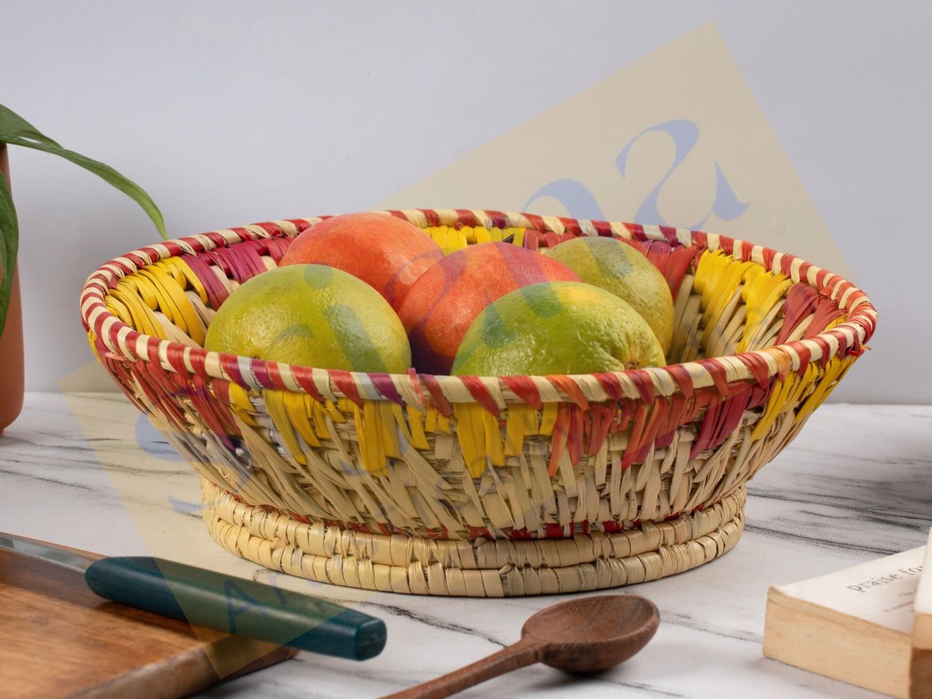 Srjana Handcrafted Handwoven Round Moonj Grass Basket