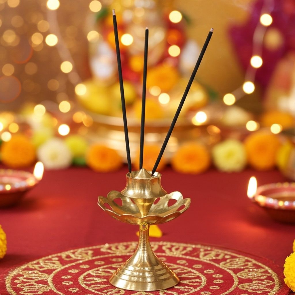 Brass Kamal Katori Agarbattin Stand No. 7, Height : 3.5 Inch (ZMAS148 E)